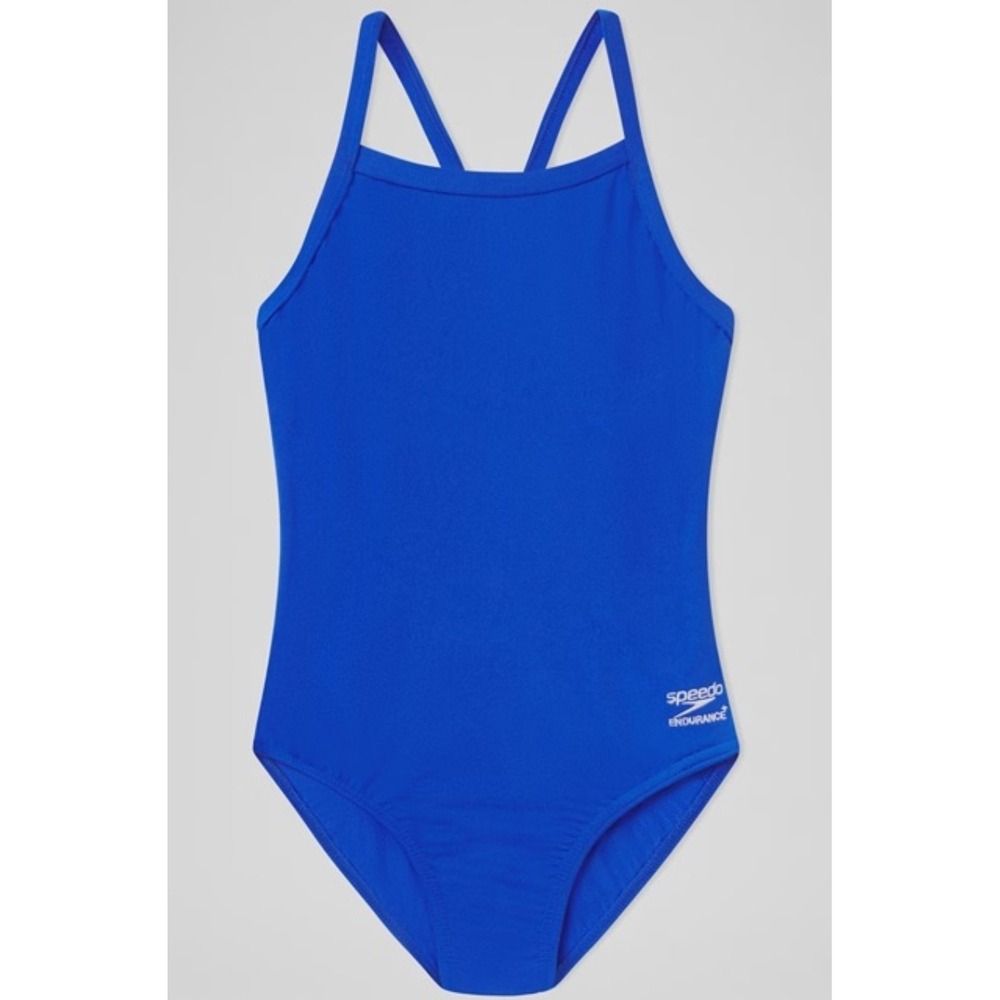 NWT Speedo 10 36 Endurance+ Solid Flyback Training SwimSuit Team Blue 1PC 129271
